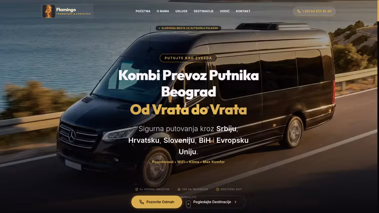 Flamingo — Kombi Prevoz — izrada sajta za prevoznike, M·LAB portfolio 2026
